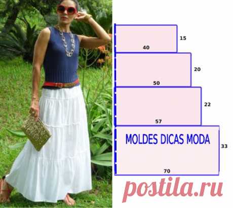 Saia branca com babados - Moldes Moda por Medida