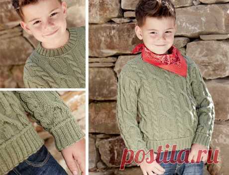 Пуловер для мальчика с узором из «кос» - схема вязания спицами. Вяжем Пуловеры на Verena.ru