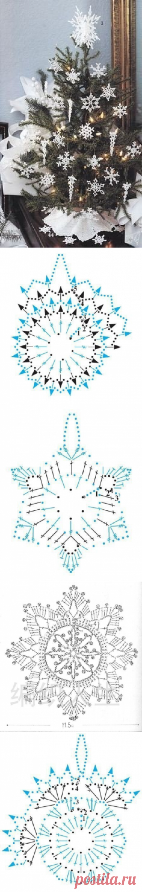 Вязаные снежинки. Схемы.