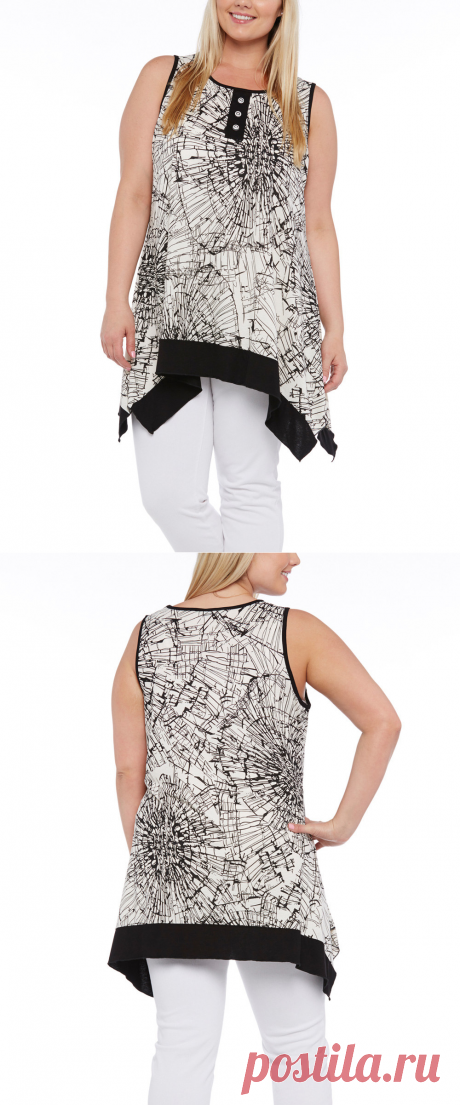 Dalin Black &amp; White Abstract Button-Front Tank - Plus | zulily