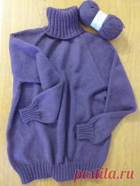 Простой базовый свитер регланом сверху без швов (Вязание спицами) — Журнал Вдохновение Рукодельницы