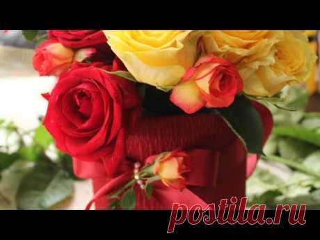 Букет в коробке из живых цветов / DIY Bouquet in box - YouTube