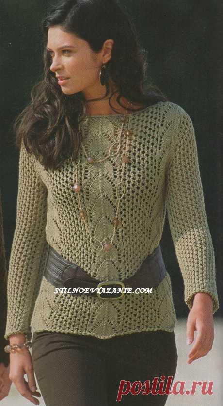 Сетчатый пуловер,связанный спицами / Стильное вязание