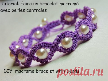 Tutoriel: bracelet macramé rond avec perles centrales (DIY macramé bracelet with beads)