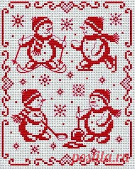 Вышивка крестом / Cross stitch : Монохромная вышивка к Новому году
