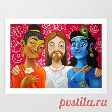 Trinity - friends - God Art Print by Pranatheory