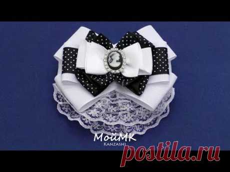 Брошь в школу Канзаши МК Brooch Kanzashi DIY