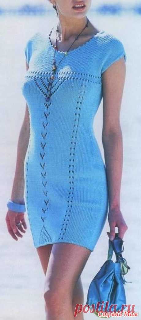 Летнее голубое платье - Вязание спицами - Страна Мам