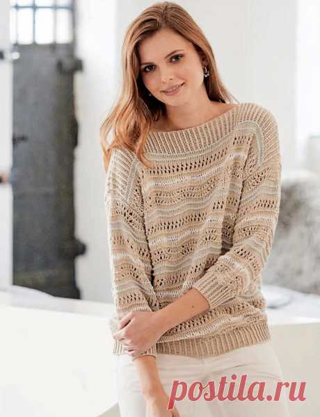 Пуловер с вырезом-лодочкой . Описание вязания пуловера- delava-ya.ru