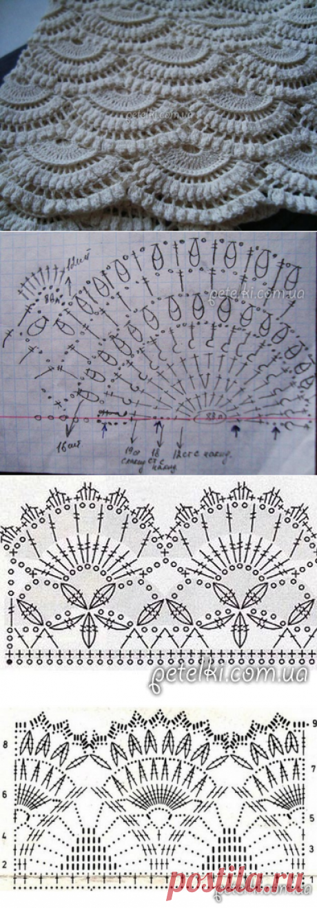 Красивый узор ВЕЕРА крючком. Схемы