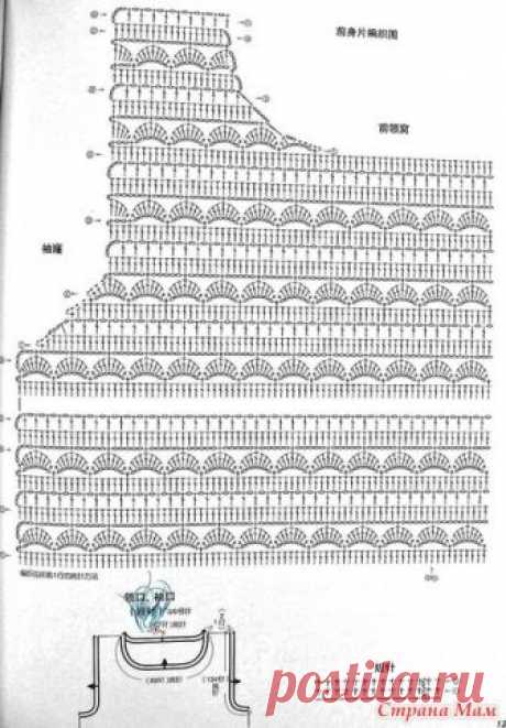 Топ\безрукавка с красивой каймой из листьев. Крючок. - ВЯЗАНАЯ МОДА+ ДЛЯ НЕМОДЕЛЬНЫХ ДАМ - Страна Мам