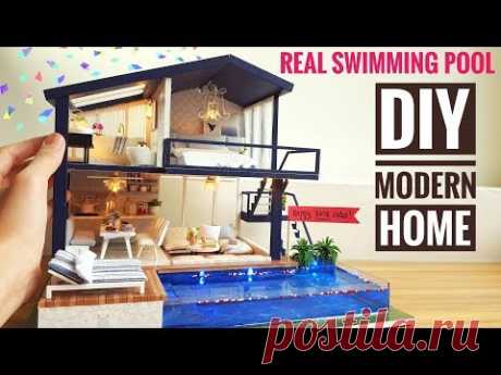 DIY Miniature Modern Party Home (with Real Swimming Pool)