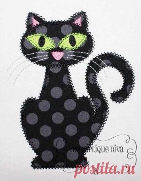 Halloween Black Cat Digital Embroidery Design Machine Applique