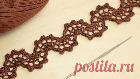 Ленточное кружево "ВОЛНА" вязание крючком Crochet Lace Braid Ribbon Tape Tutorial