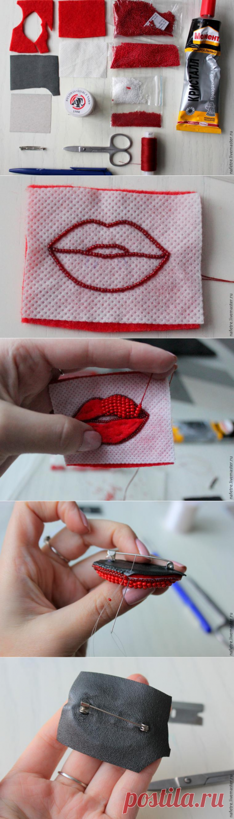 Создаем стильную объемную брошь из бисера «Red Lips» - Ярмарка Мастеров - ручная работа, handmade