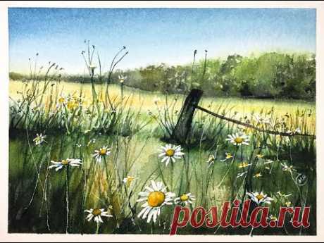 Watercolor Meadow Painting Tutorial - YouTube