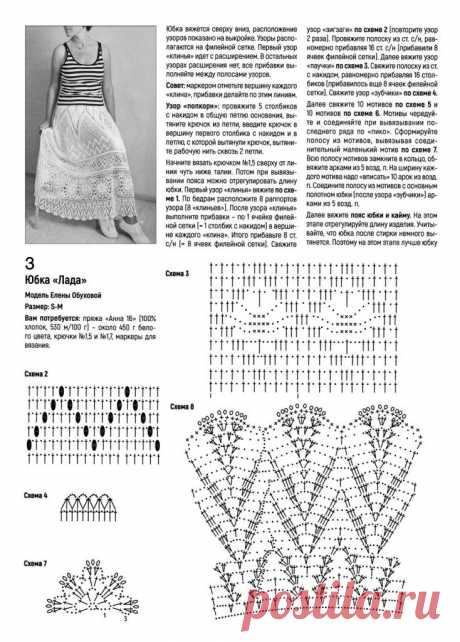 Юбка в пол крючком. Схемы узоров для юбок крючком