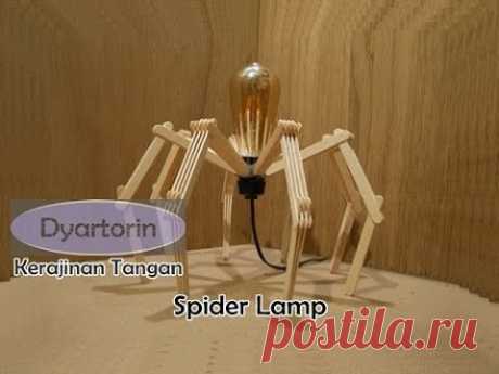 Kerajinan Tangan Lampu Hias Unik dari Stik Es Krim | SPIDER LAMP