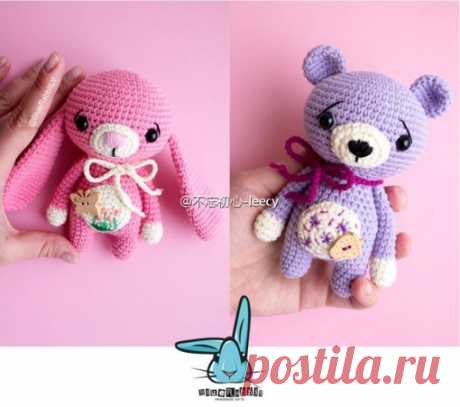 Розовый кролик и мишка
#Описание #игрушка #вязание #крючок #схема #кролик #зайчик #мишка #sweetheartcrochet