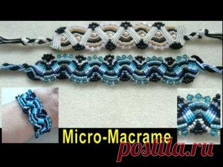 Beading4perfectionists: Micro-Macrame bracelet with Swarovski and Miyuki seedbeads beading tutorial