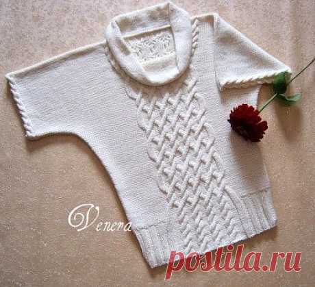 Пуловер с воротником «хомут» (Вязание спицами) | Журнал Вдохновение Рукодельницы