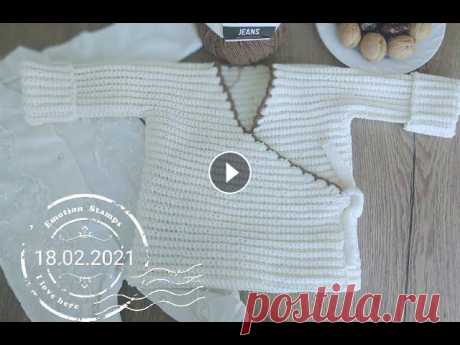 Кофточка для новорождённого выполнена из yarn art jeans, 150 грамм пряжи. Крючок 3.5мм и спицы 2.5мм. Подробное описание....