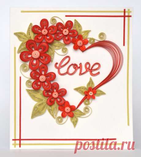 Delicate Valentine Quilling Card Valentine's Day by QuillyVicky