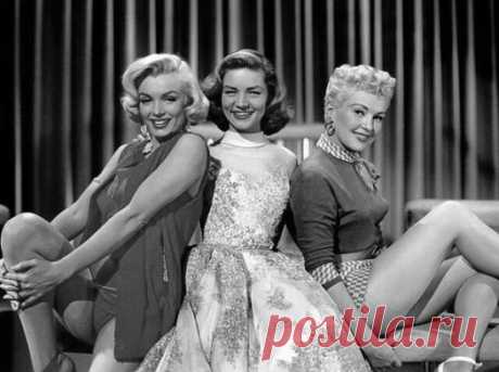 Мэрилин Монро, Лорен Бэколл и Бетти Грейбл, 1953 год.
