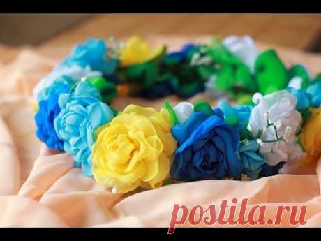 Венок из Цветов Мастер Класс / DIY Fabric Rose Wreath Head - YouTube