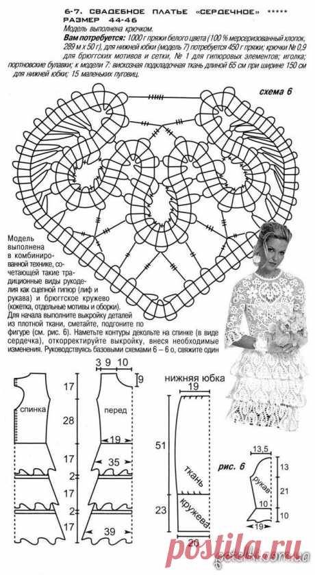 Свадебное платье крючком СЕРДЕЧНОЕ. Описание, схемы