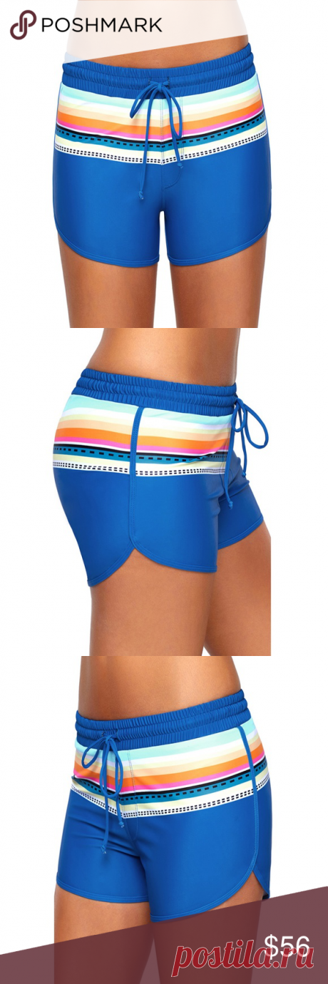 Striped Cobalt Blue Drawstring Board Shorts 2X Size: (18-20) 2X. •Simplistic and basic in every way •Elastic waist with adjustable drawstring •Swim trunks for women, great board shorts with brief lining •Fabric & Care suggestion: hand wash cold, lay flat to dry •Suitable swimwear bring confidence when you stroll the shoreline. LC410571-4 Beatnix Fashions Swim