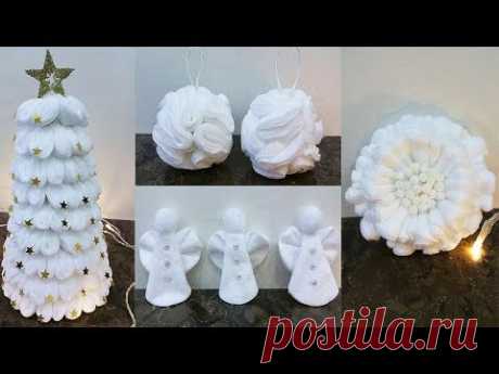 DIY:  How to make 4 Christmas decorations with from remover pads eye make