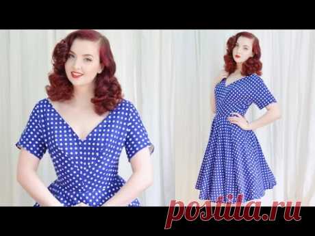 Making a 1950's Dress / Blue Dotted Dress