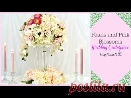 DIY Pearls and Pink Blossom Wedding Centerpiece | Elegant DIY Weddings | DIY Tutorials