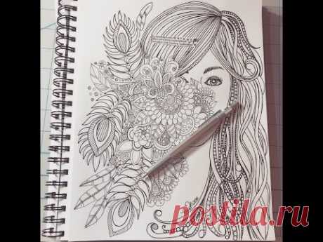 speed doodling -  hidden face behind flowers