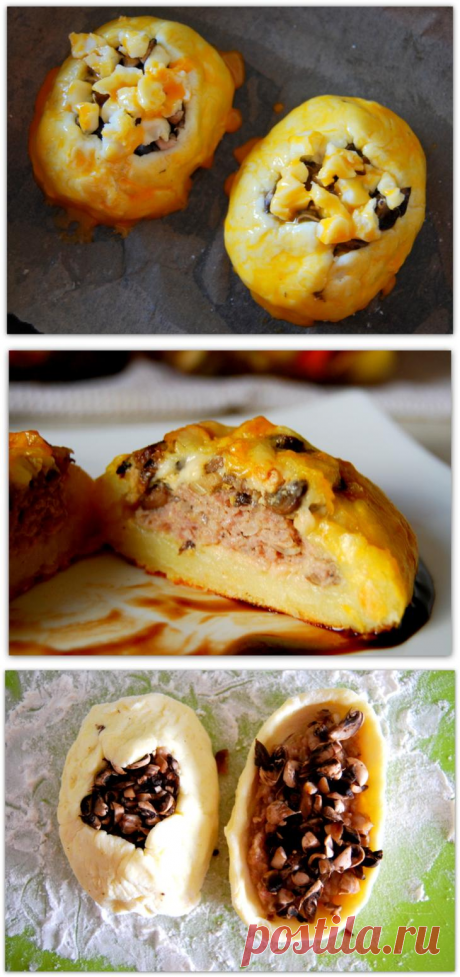 Открытые "пирожки" из картофельного теста с мясом