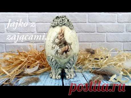 Decoupage# Jajko z zającami# Egg with hares# DIY tutorial...