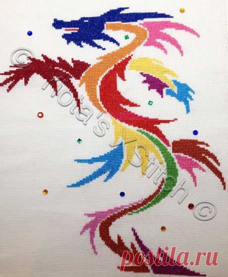 Free abstract dragon cross stitch pattern | Yiotas XStitch