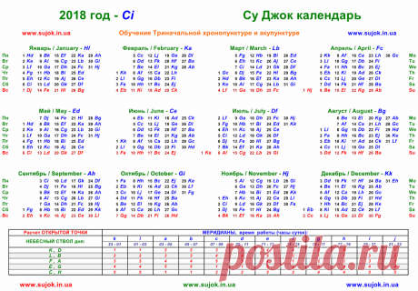 Су Джок КАЛЕНДАРЬ 2018г.