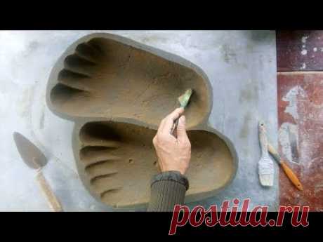 Make a flower pot with cement and sand at home // idea of drinking water for birds to drink