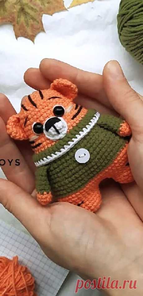 PDF Тигрёнок крючком. FREE crochet pattern; Аmigurumi animal patterns. Амигуруми схемы на русском.