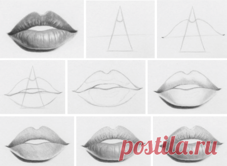 Рисуем губы простым карандашом