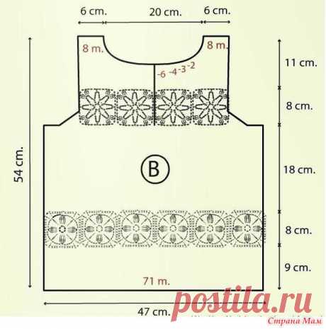 Ажурный топик с воротником поло и вставками из мотивов. - Все в ажуре... (вязание крючком) - Страна Мам