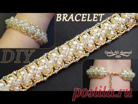 Wedding Beaded Bracelet Pearls & Crystal Beads DIY Jewelry Making Tutorial