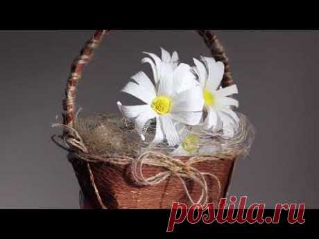 Crepe Paper Basket DIY / Как сделать Корзинку из гофрированной бумаги - YouTube