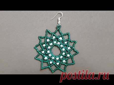 Серьги из бисера "Снежинка"/Earrings from beads "Snowflake".  Мастер класс