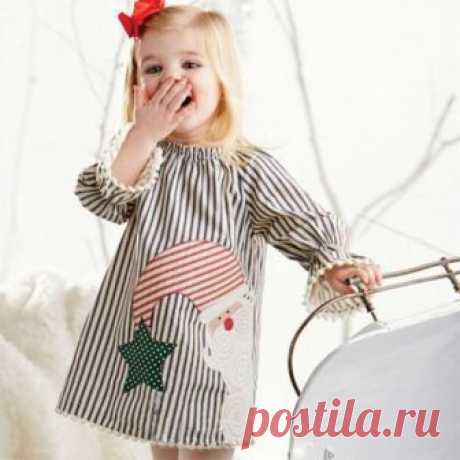 Stylish Santa Print Striped Long-sleeve Dress for Baby Girl | PatPat