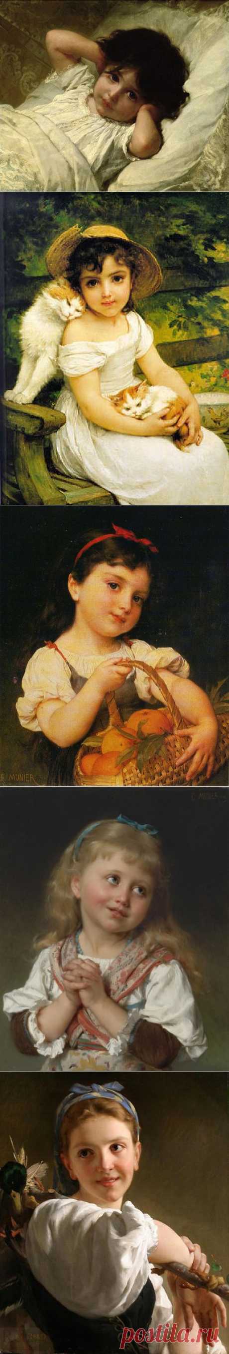 Emile Munier - французский художник, который родился 2.06.1840 г. в Париже. Отец Пьер работал на производство Национальных Гобеленов и был художником-драпировщиком, а мама Мария Луиза была полировщиком кашемировых тканей. Emile с двумя братьями также некоторое время работали на этом производстве, а позже стали художниками-живописцами. В 1871 году Emile полностью посвятил свое время картинам, забросив работу драпировщика. Кроме того, художник преподавал живопись. Умер Emile Munier 29.06.1895 года