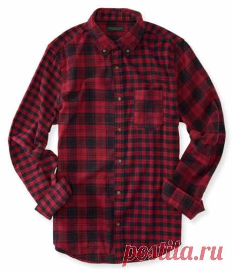 Aeropostale Mens Long Sleeve Mixed Plaid Woven Shirt | eBay