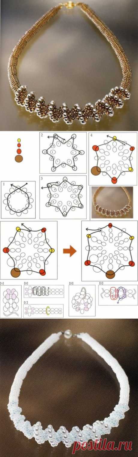 Золотой жгут-спираль / Колье, бусы, ожерелья / Biserok.org